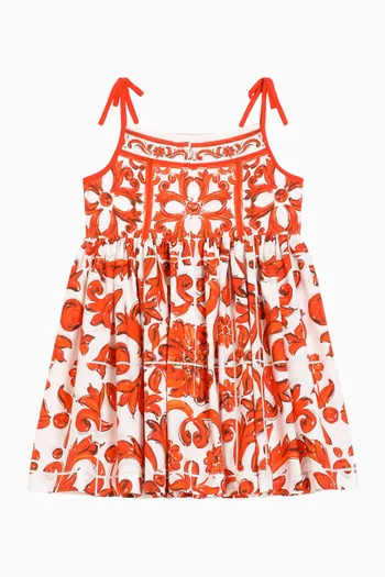 Majolica-print Dress in Cotton Poplin