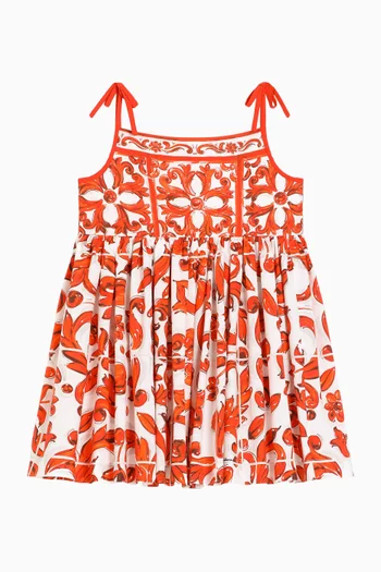 Majolica-print Dress in Cotton Poplin