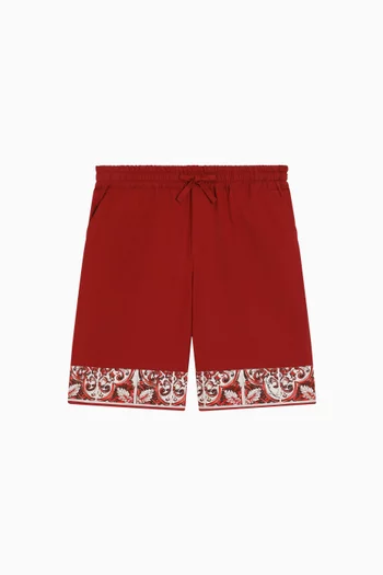 Majolica-print Bermuda Shorts in Cotton Poplin