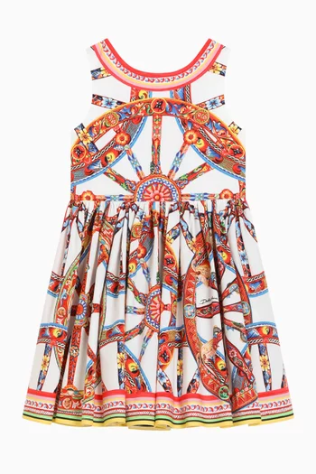 Cartwheel Print Dress in Cotton Poplin