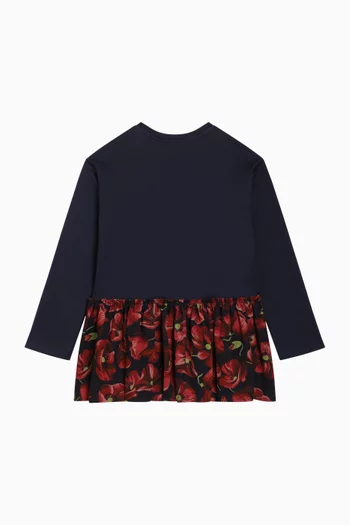 Poppy-print Mini Dress in Cotton