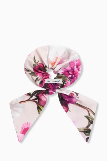 Peony-print Scrunchie in Cotton