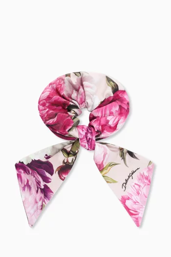 Peony-print Scrunchie in Cotton