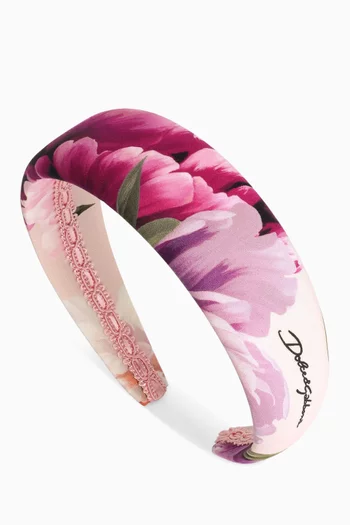 Peony-print Headband in Cotton-poplin
