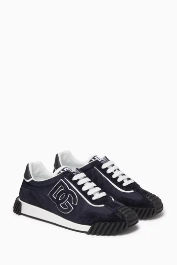 Athletic Sneakers in Nylon & Calfskin Leather
