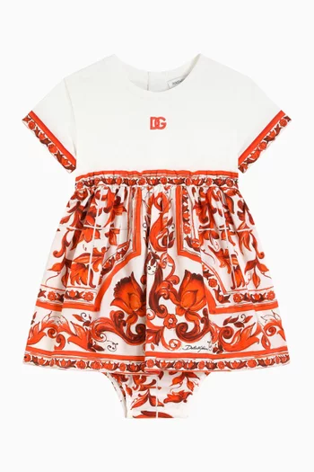 Majolica-Print Dress & Bloomers Set