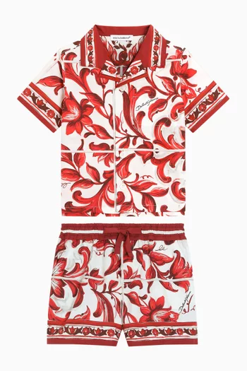 Majolica-print Shorts in Cotton Poplin
