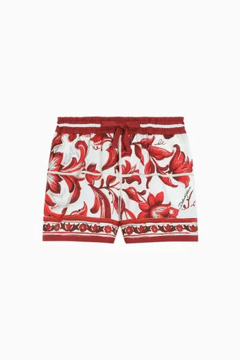Majolica-print Shorts in Cotton Poplin