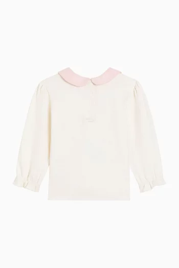Embroidered Baby-collar T-shirt in Cotton