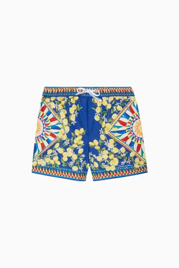 Carretto-print Swim Boxer Shorts in Nylon