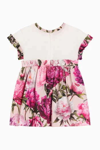 Peony-print Dress & Bloomers in Cotton