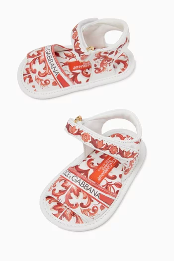 Majolica-print Sandals in Lambskin Leather