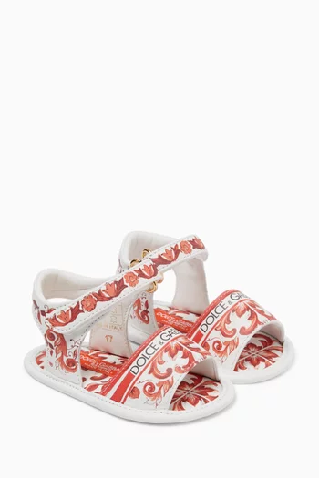 Majolica-print Sandals in Lambskin Leather