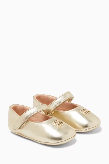 Ballerina Flats in Laminated Nappa