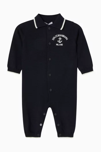 Logo-embroidered Collared Pyjama
