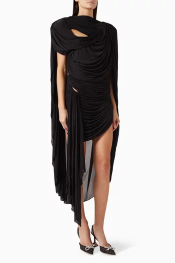Torrent Draped Mini Dress in Jersey