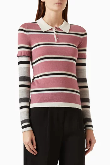Striped Polo T-shirt in Knit
