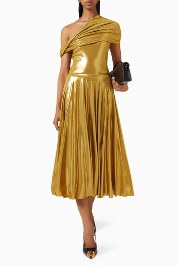Flared Midi Skirt in Lame