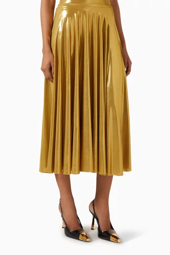 Flared Midi Skirt in Lame