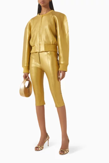 Crewneck BomberJacket in Faux Leather