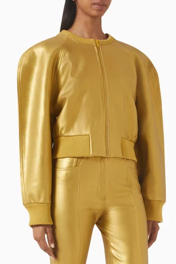 Crewneck BomberJacket in Faux Leather