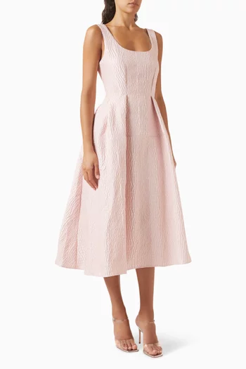 Textured Brocade Midi Dress