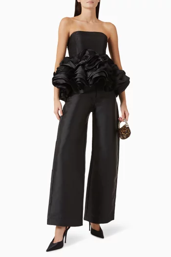 Strapless Layered Frill Top in Satin