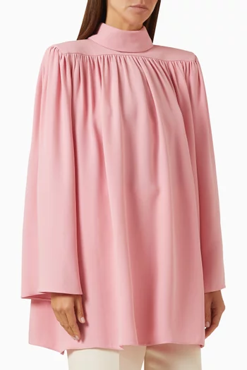 High-neck Top in Silk Cady