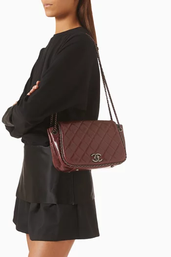 Small Enchained Accordion Flap Bag in Quilted Leather