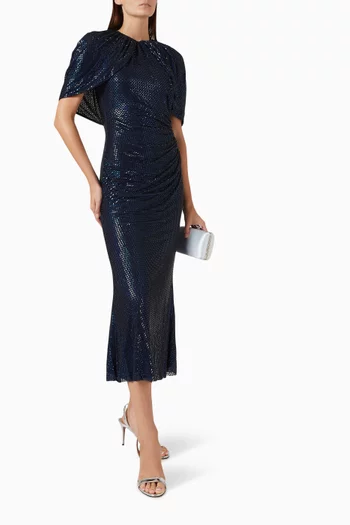 Rhinestone-embellished Midi Dress in Mesh
