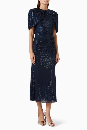 Rhinestone-embellished Midi Dress in Mesh