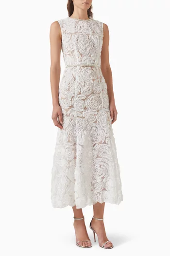 Belted Dress in Tulle Lace