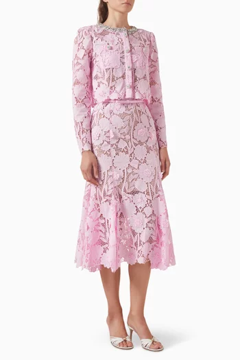 Crystal-embellished Lace Midi Dress