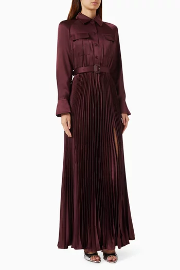 Pleated Dress in Satin