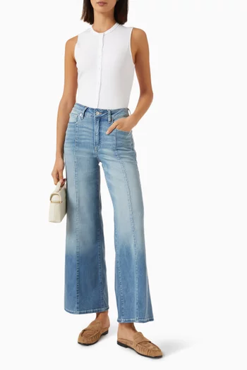 High Waist Palazzo Ankle Jeans in Denim