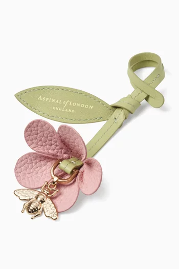 Wildflower & Bee Bag Charm in Leather