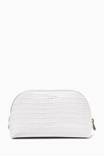 Classic Makeup Case in Croc-embossed Leather