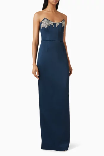 Lessa Strapless Gown in Bonded Satin