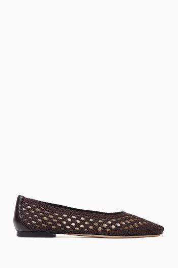 Cienna Woven Ballerina Flats in Satin