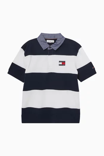 Rugby Striped Polo Shirt in Cotton