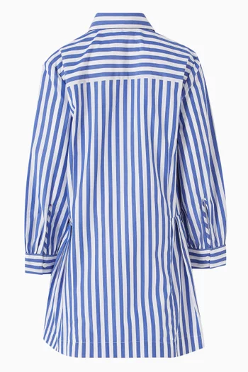 Pleated Shirt Dress in Cotton Poplin