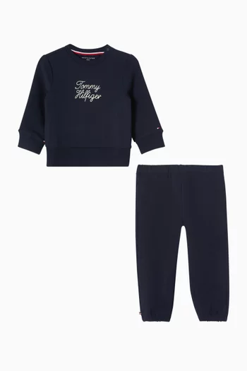 Rope Logo Sweatshirt & Sweatpants Set in Cotton