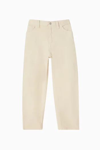 Herringbone Barrel-leg Pants in Twill
