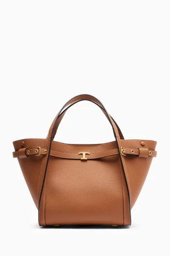 Medium T Signature Shopping Bag in Leather
