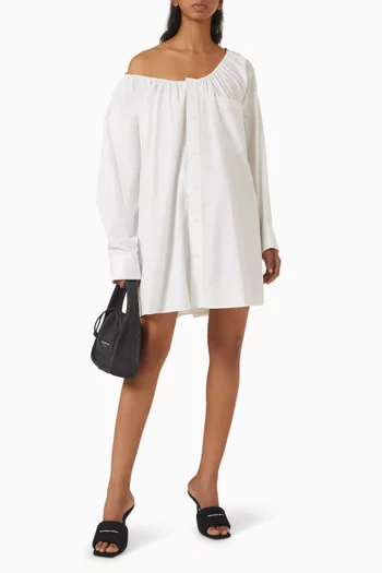 Bungee Scoop-neck Mini Shirt Dress in Cotton