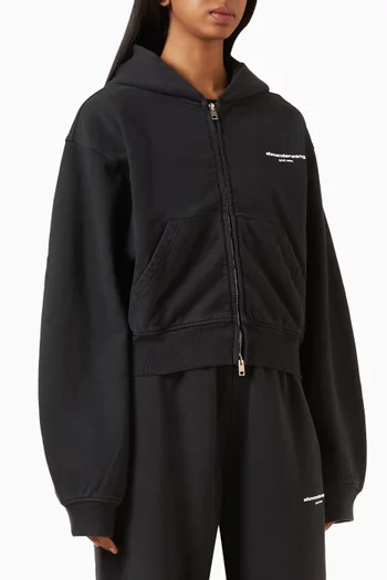 Logo Print Zip-up Hoodie in Cotton