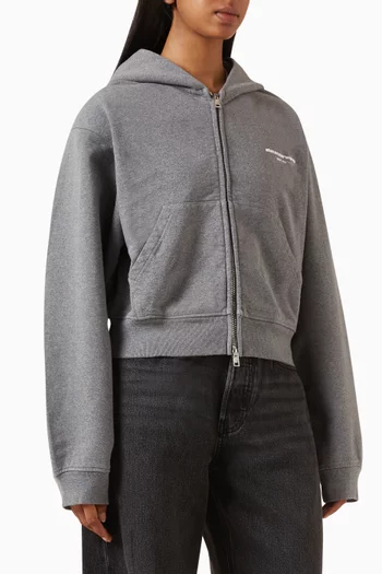 Logo Print Zip-up Hoodie in Cotton