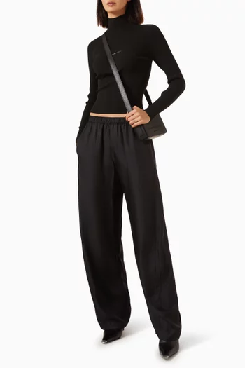 Textured Logo Turtleneck Top