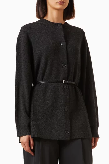 Oversized Belted Cardigan in Wool-blend