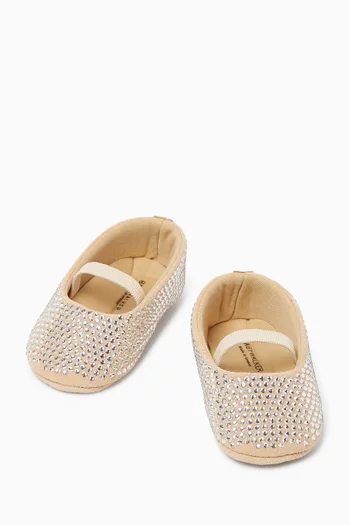 Crystal Embellished Ballerinas in Leather